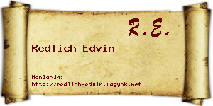 Redlich Edvin névjegykártya